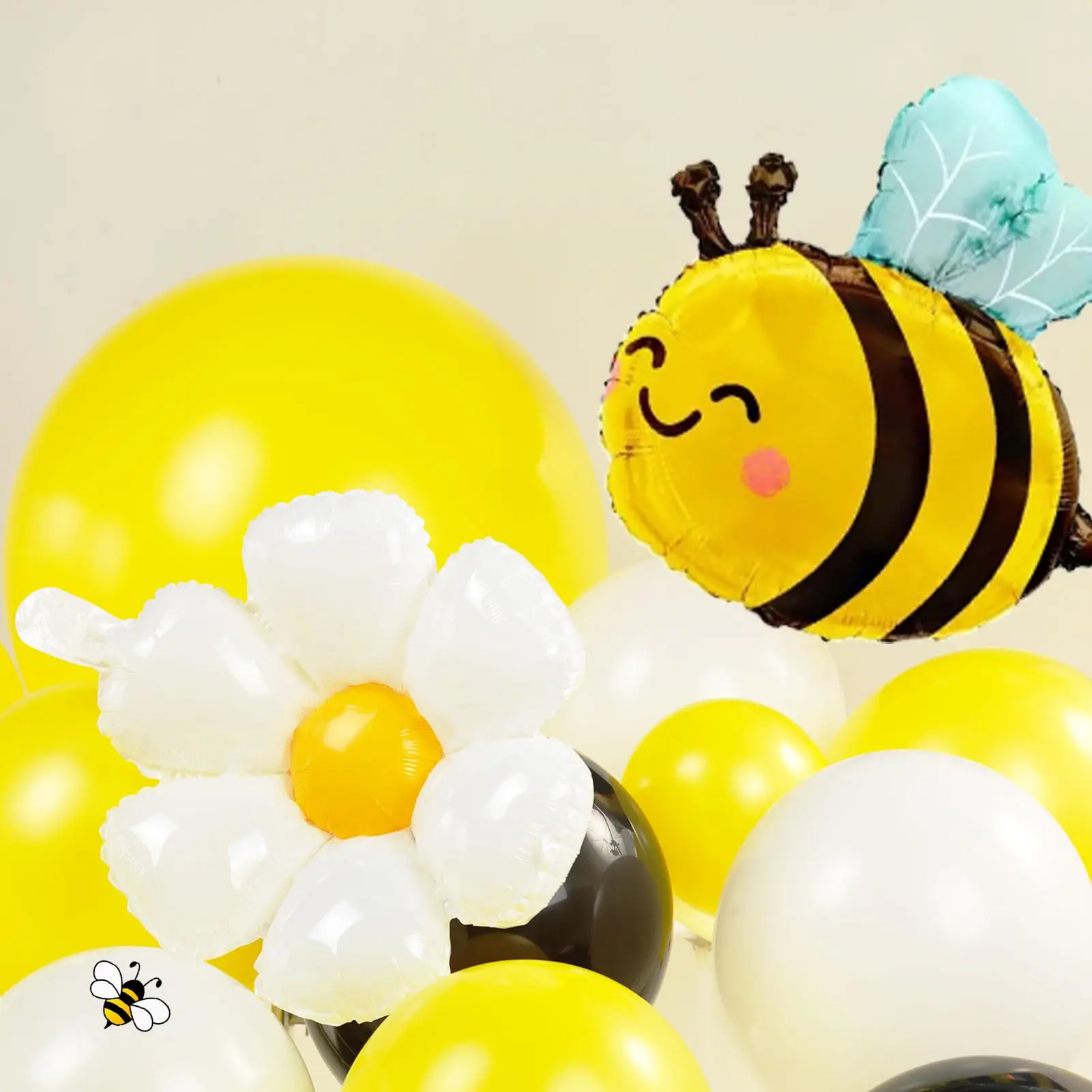 116pcs Cute Bee Balloons Yellow White Garland Arch Kit Birthday Baby Shower Theme Animal Party Decoration Monther\'s Day Globos