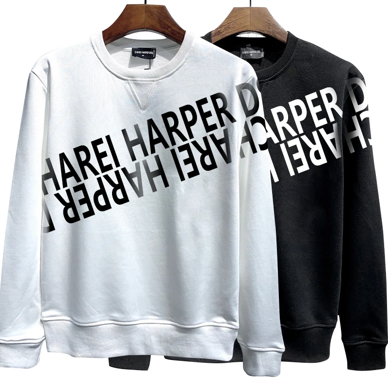 

charei harper dsq ds292 Printed letters couple hoodie new autumn and winter round neck long sleeve base shirt men's wear