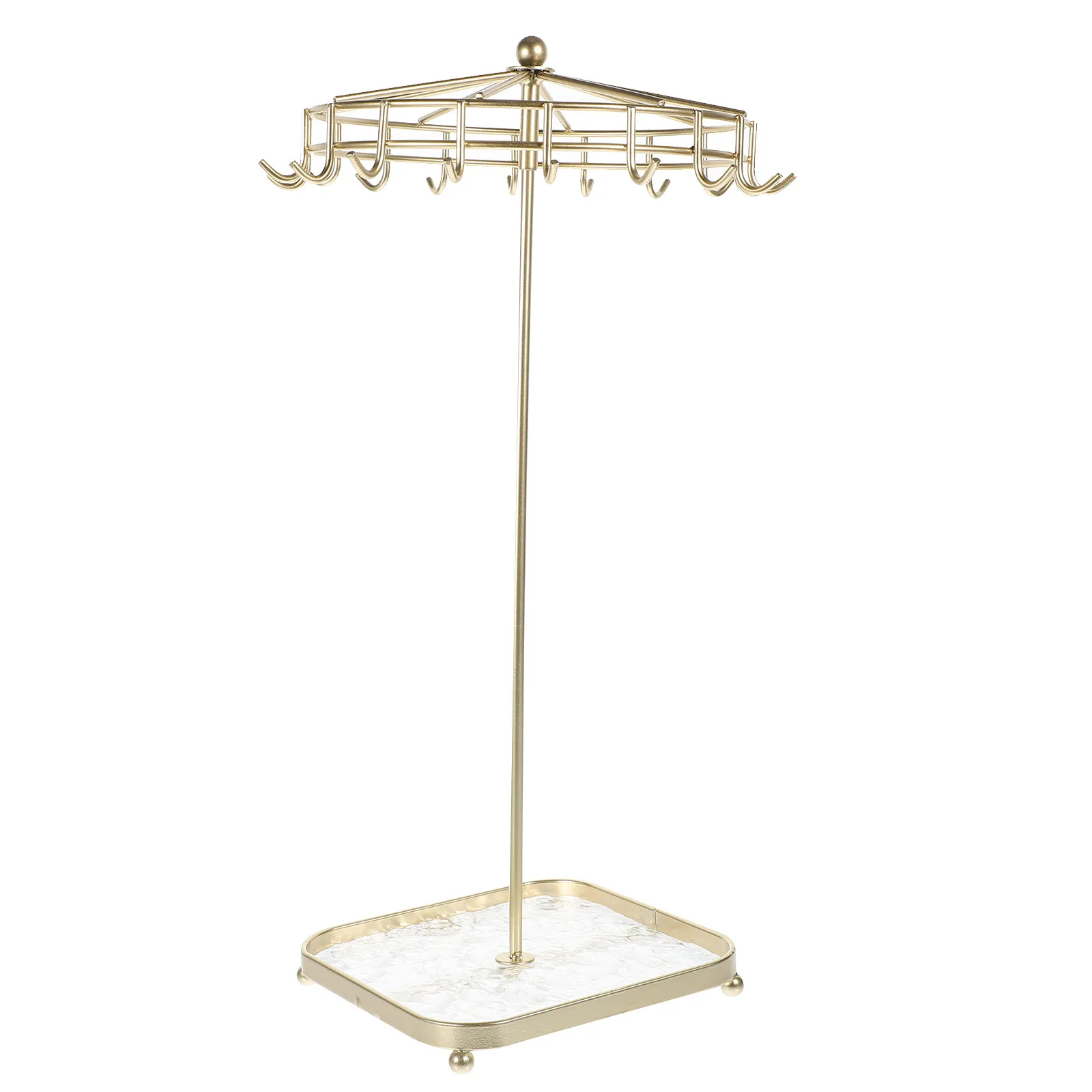 

Rotatable Square Acrylic Base Iron Jewelry Stand Necklace Bracelet Ring Display Organizer Rack Desk Holder Jewelry Stand