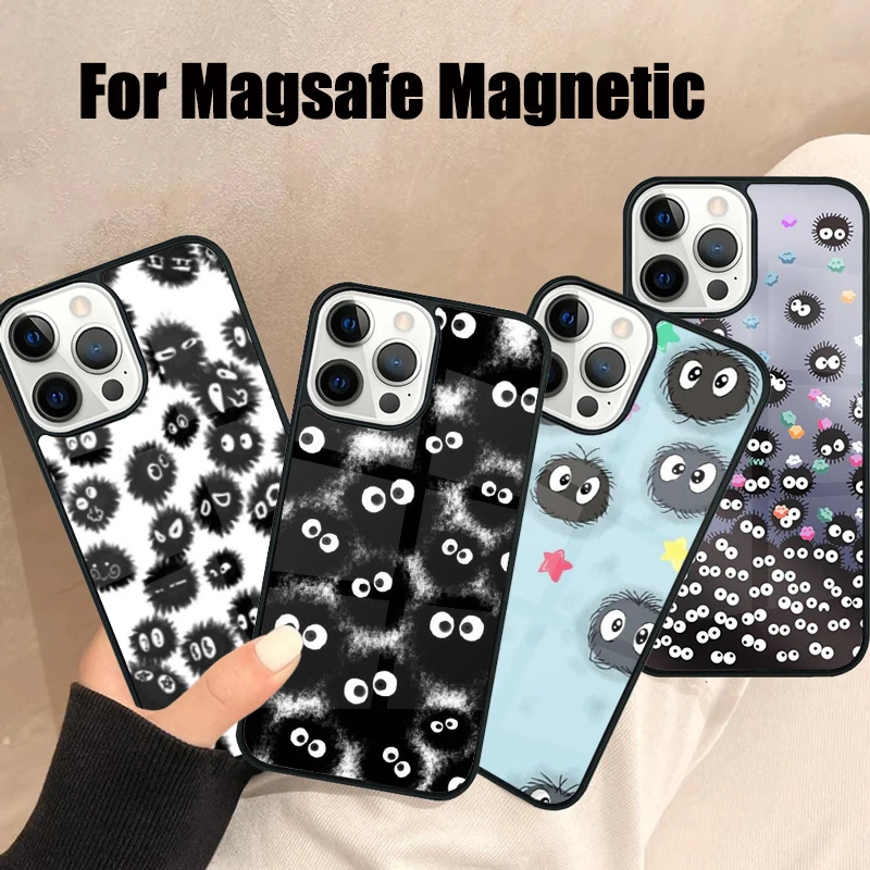 Funda de teléfono Magsafe con gas de hollín para iPhone 16, 15, 14, 13, 12, 11 Pro Max Plus, Mini cubierta magnética inalámbrica con espejo