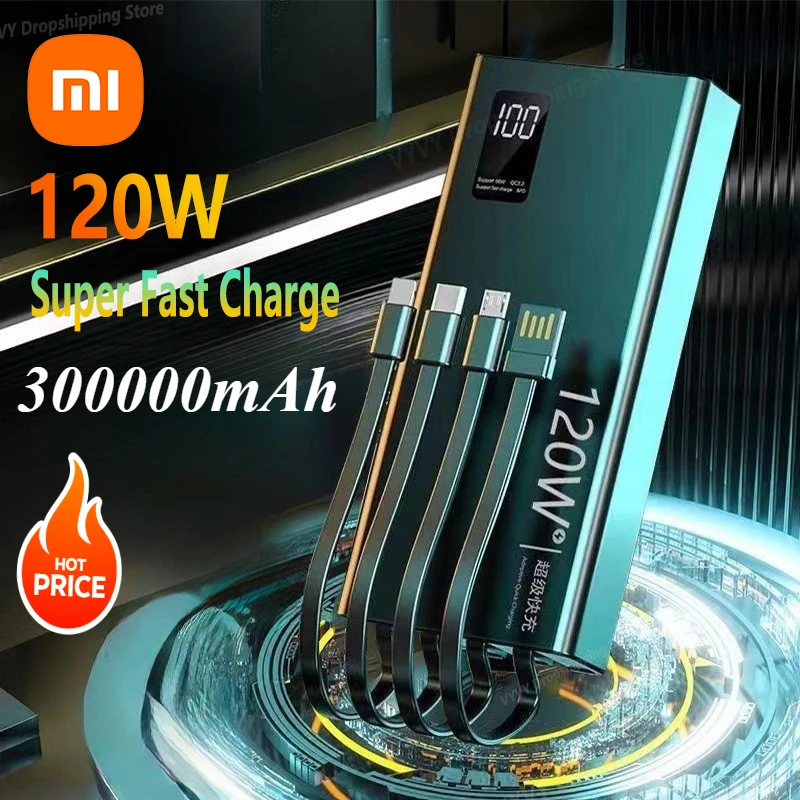 Xiaomi 4-IN 1300000mAh 120W High Capacity Power Bank Fast Charging Portable Battery Charger for iPhone Samsung Huawei 2025