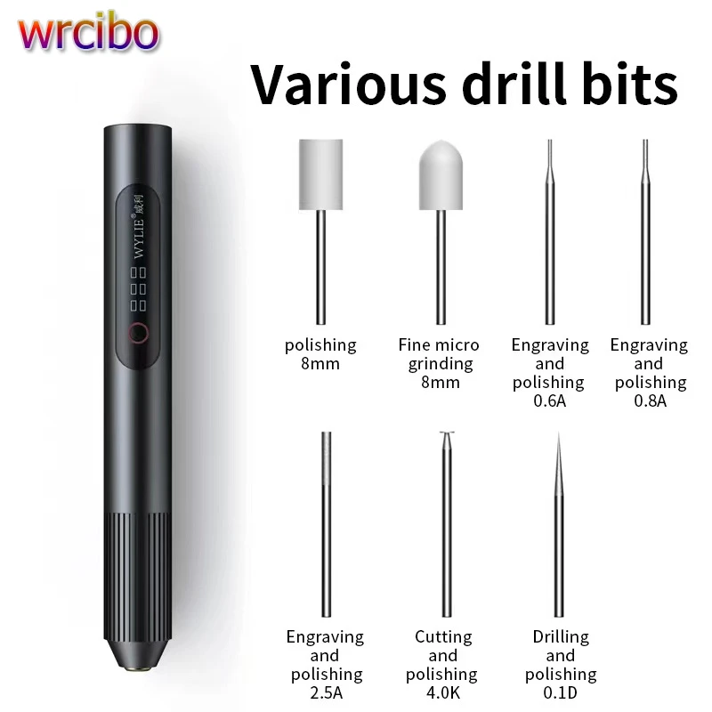 Wrcibo Small Electric Grinder Multifunctional Hand Held Polishing Charging Grinding Pen IC Chip Cutting Jade Carving Tool Set