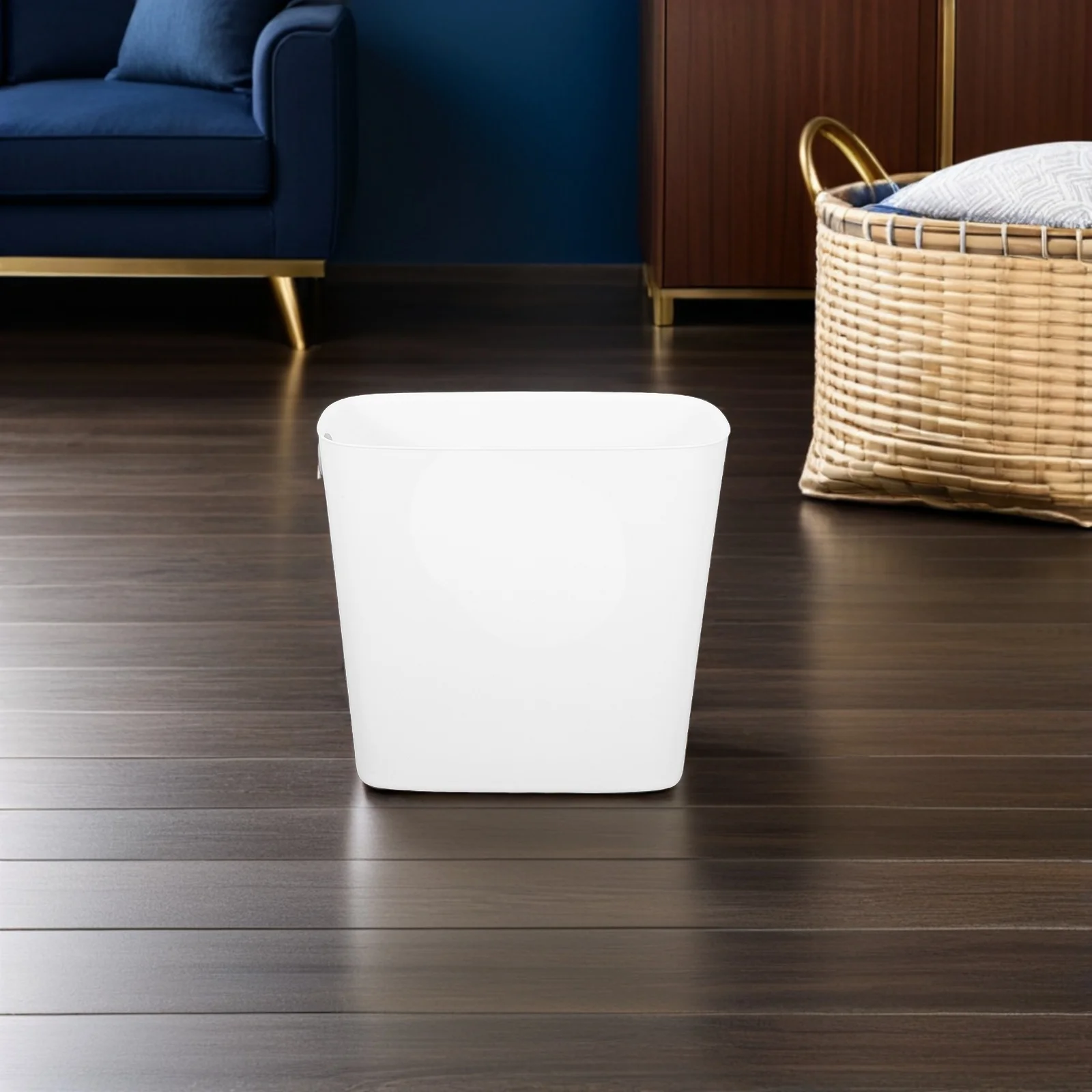 

2Pcs Slim Narrow White Garbage Can Plastic Trash Bin Waste Basket for Kitchen Bathroom Office Bedroom Under Sink Space