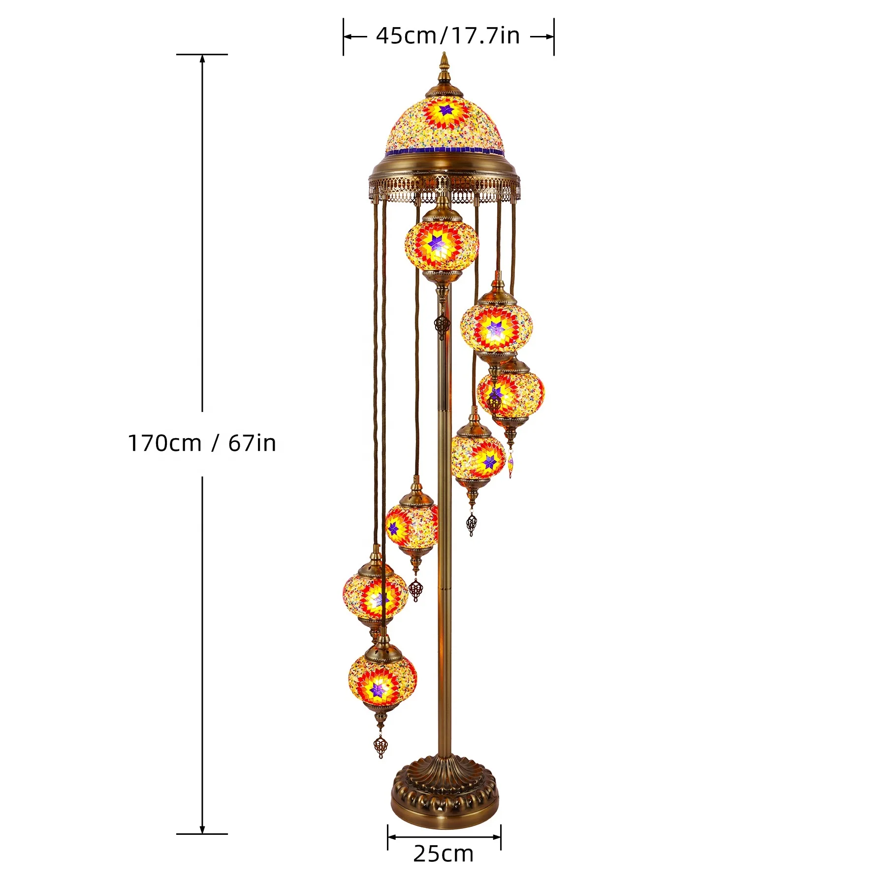 Turkish Style Handmade Mosaic New Design French Gold with Cap Floor Lamp for Home Decoration