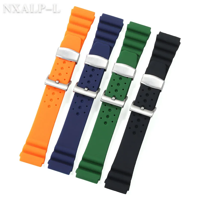 20mm 22mm Silicone Watch Band for Seiko SKX007 SKX009 Diving 007 Abalone Canned Watchband Men\'s Sports Strap Universal Bracelet