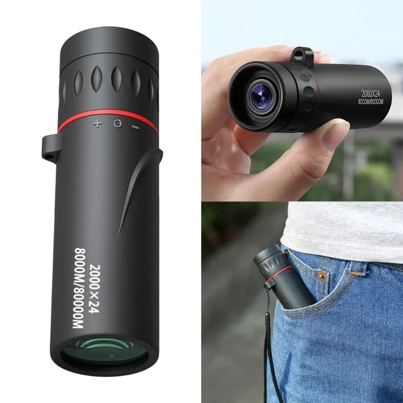 

Zooming Monocular High Powered 2000x24 Monocular Telescope Hand Held Monocular Telescope with Phone Holder Bird Watching Borwolf