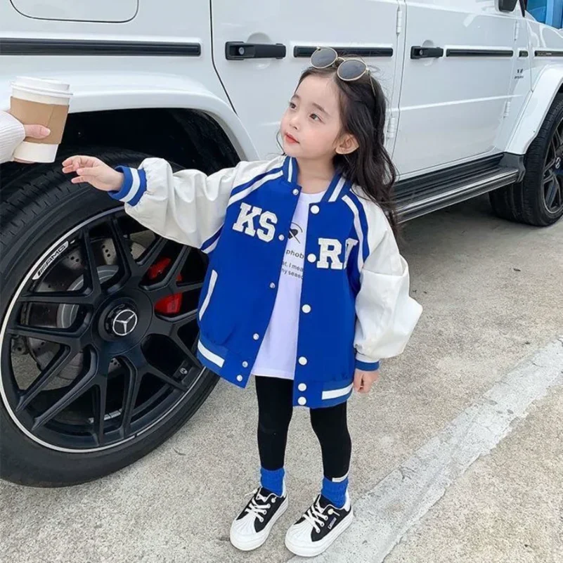 Spring Blue Baseball Jacket  Racing Coat Big Kids Teens Clothes for Teens Girls Boys Cardigan 4 To 10 Children Outwear Coats