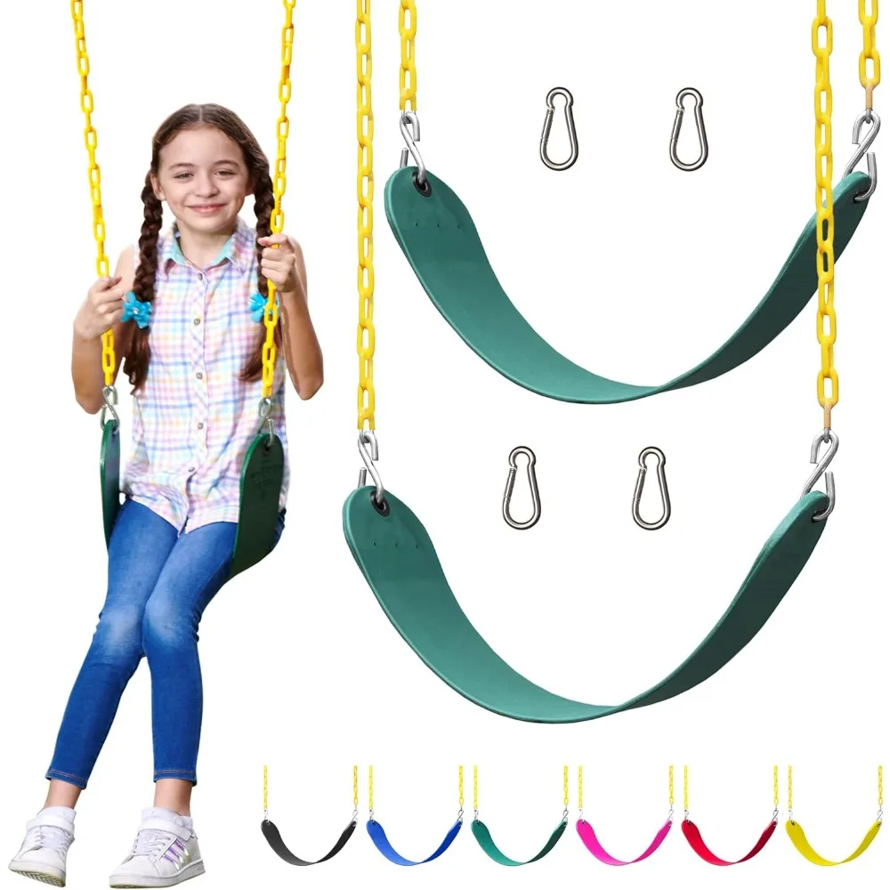 

Jungle Gym Kingdom Swings for Outdoor Swing Set - Pack of 2 Swing Seat Replacement Kits with Heavy Duty Chains - Backyard Swings