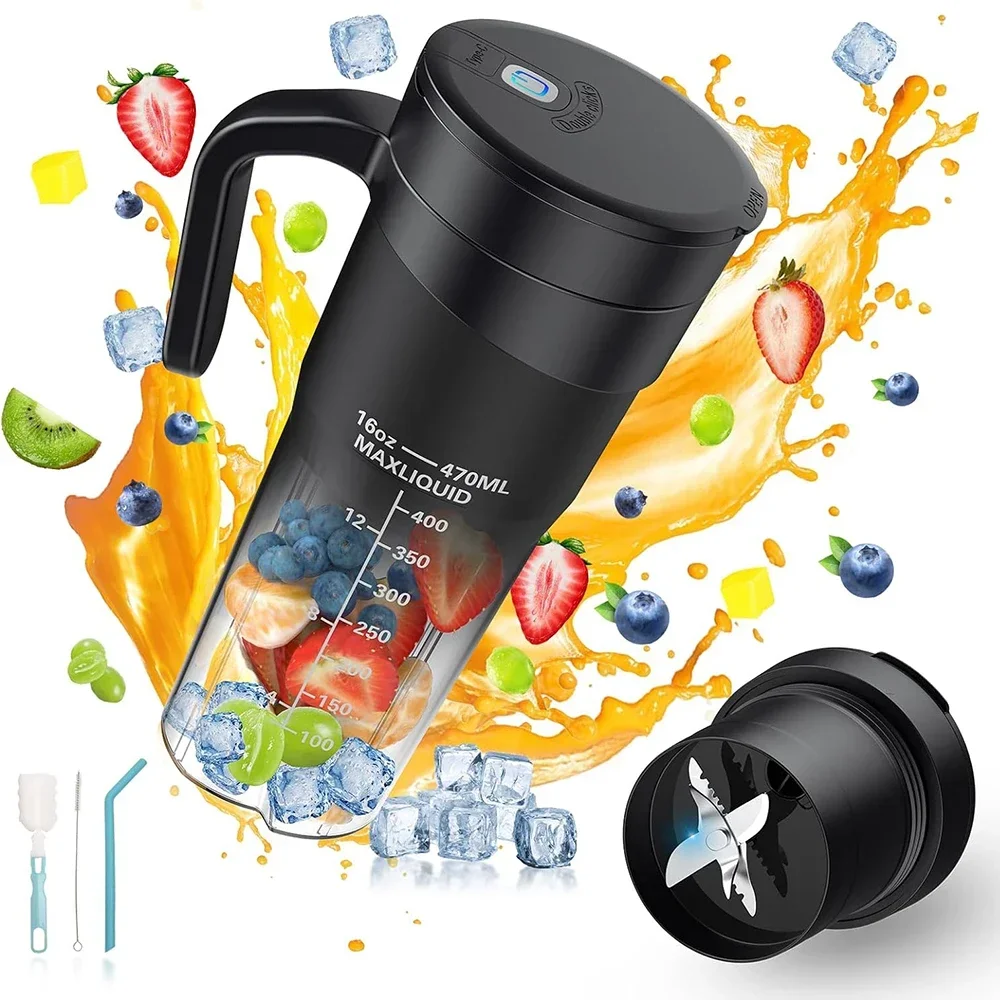 Rechargeable Portable Fruit Juicer 6 sharp Blades  Personal Multifunctional Handheld Mini Blender Cup for Shakes and Smoothies