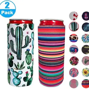 حقيبة تبريد النبيذ Skinny Can ، حامل عالي قصير ، حوامل قابلة للطي ، مبرد بيرة ، مبرد نبيذ نحيف ، 2 عبوة ، 12 أونصة أفضل 10 آيس كريم بيرة محمول للمبيعات - رقم 4