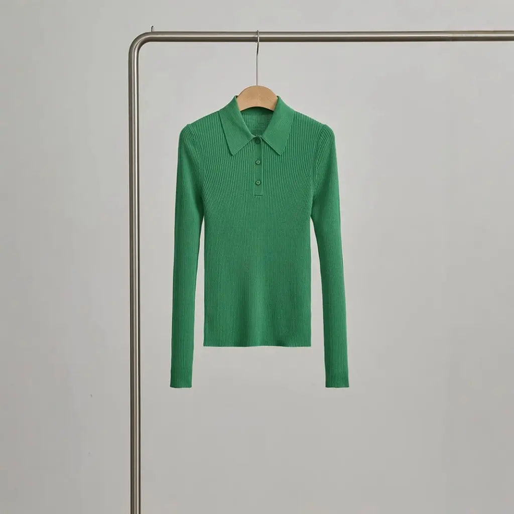 

Yangzi Women's Worsted Wool Knitwear Lapel Style Base Layer Machine Washable Spring New Collection