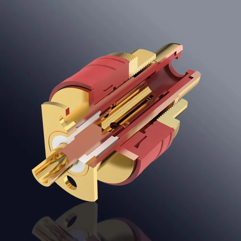 عالية الجودة فيبورغ RC101G النحاس النقي 24K مطلية بالذهب مقبس RCA لحام RCA أنثى المقبس Hifi