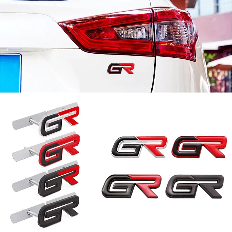 

3D Metal GR Car Front Grille Emblem Badge Rear Trunk Sticker Decal For Toyota GR Gazoo Sport C-HR RAV4 Mirai Avensis Prado Prius