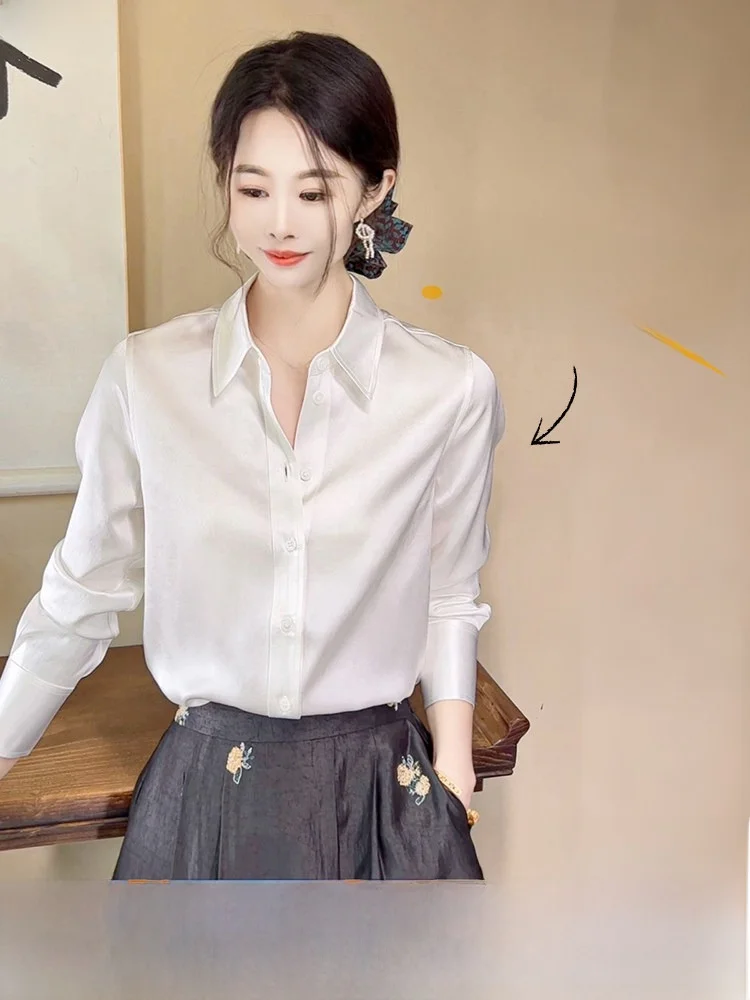 

Young Sle Silk irt Women's Inner Wear White Top Heavyweight 35 Mumy Ladies Silk Spring Faion High-End Feel
