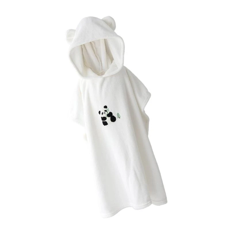 Bathrobe Hooded Blanket Children Poncho Cartoon Bath Towel for Toddler Newborns 15UB