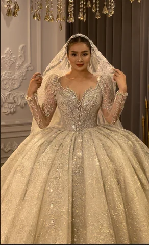 NS4958 2025 Nyaste Design Lyxig Pärlbrodering Balklänning Bröllopsklänning För Brudar Riktiga Bilder 10 best sales importerade bröllopsklänningar - №8