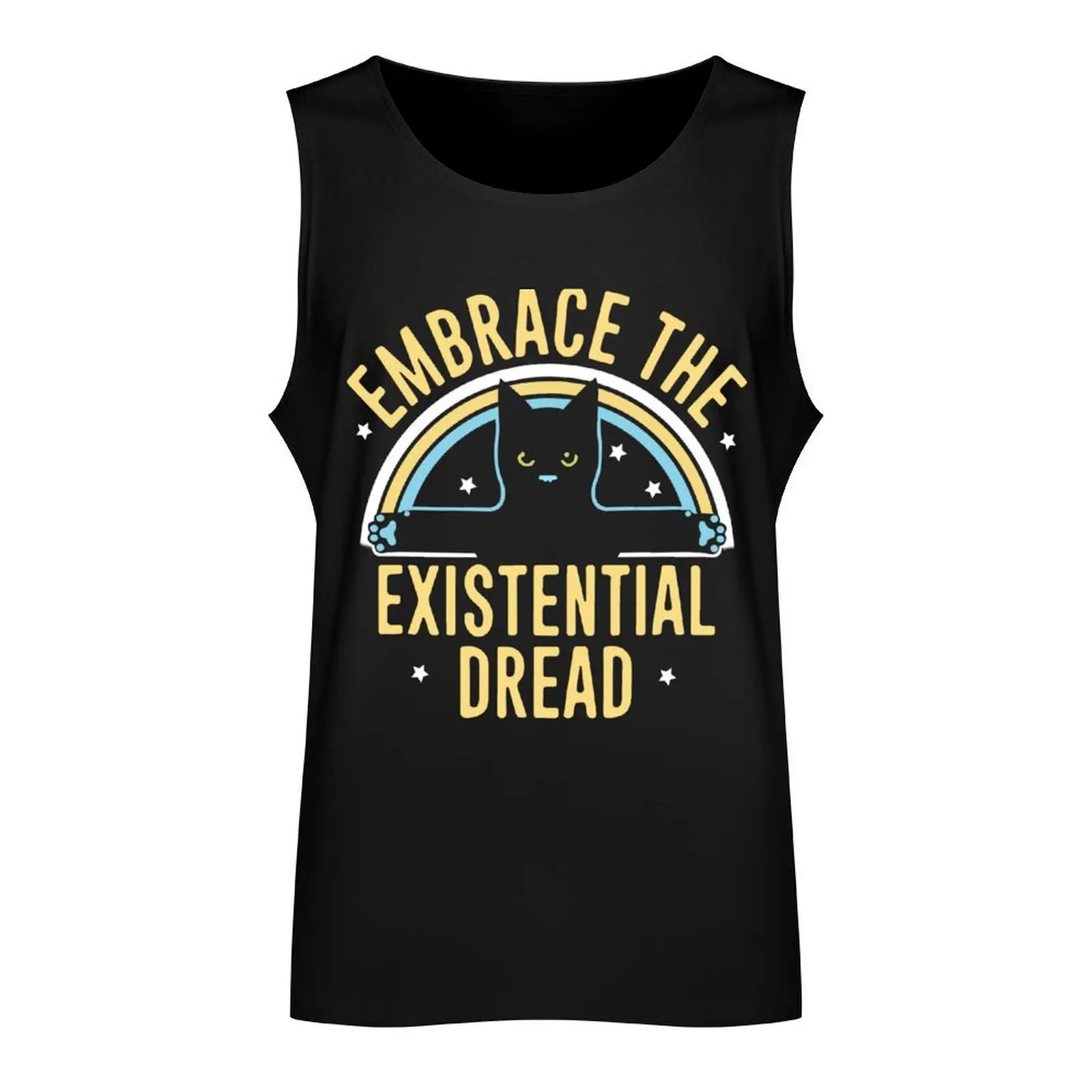 Embrace The Existential Dread Cat Lovers Tank Top gym clothing men Men's cotton t-shirt