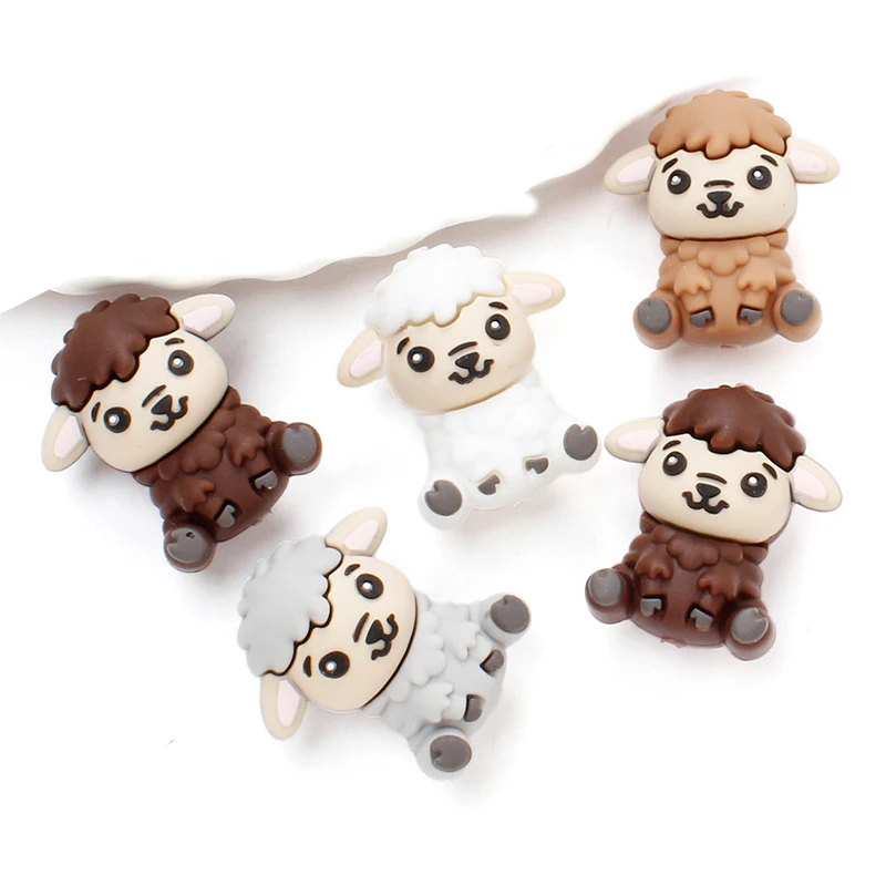 5Pcs Cartoon Animal Silicone Beads Chewing Bead Food Grade Teether DIY Pacifier Chain Accessories Baby Teething Toys BPA Free