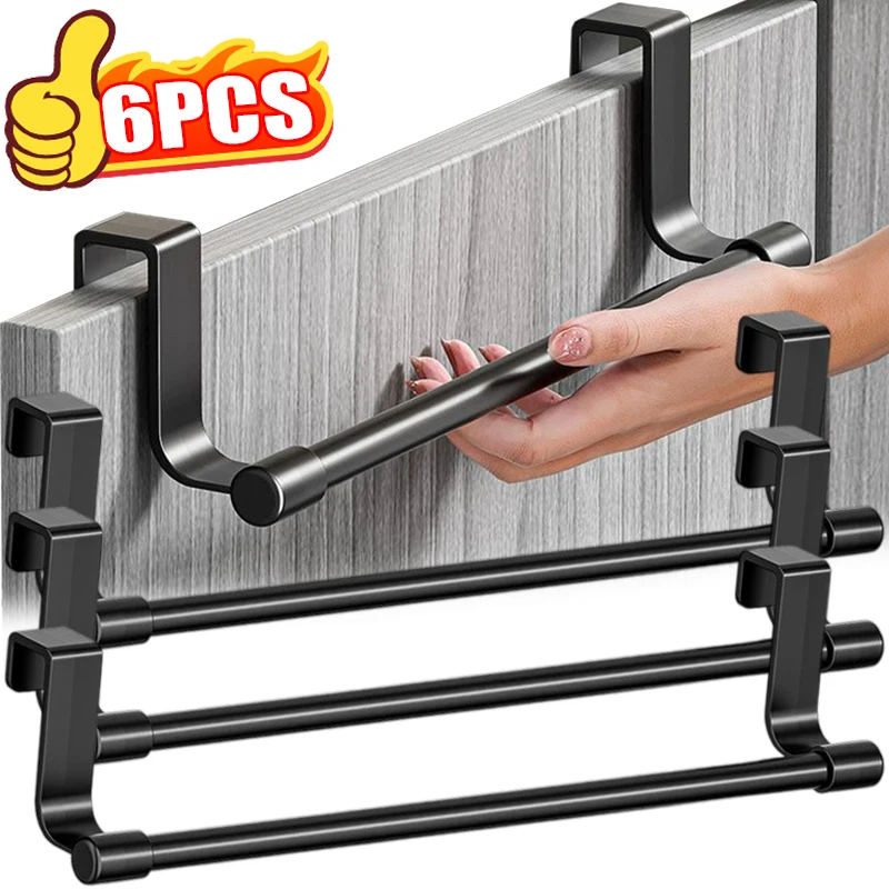 

Stainless Steel Wall-Mounted Towel Rack Space-Saving Door Cabinet Towel Hanging Holder Bathroom Kitchen Organizer Rag Shelf