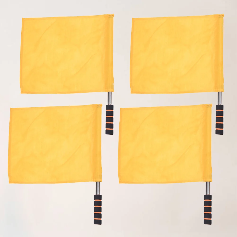 4 Pcs Outdoor Handheld Flag Pole Match Football Penalty Flags Commanding Referee