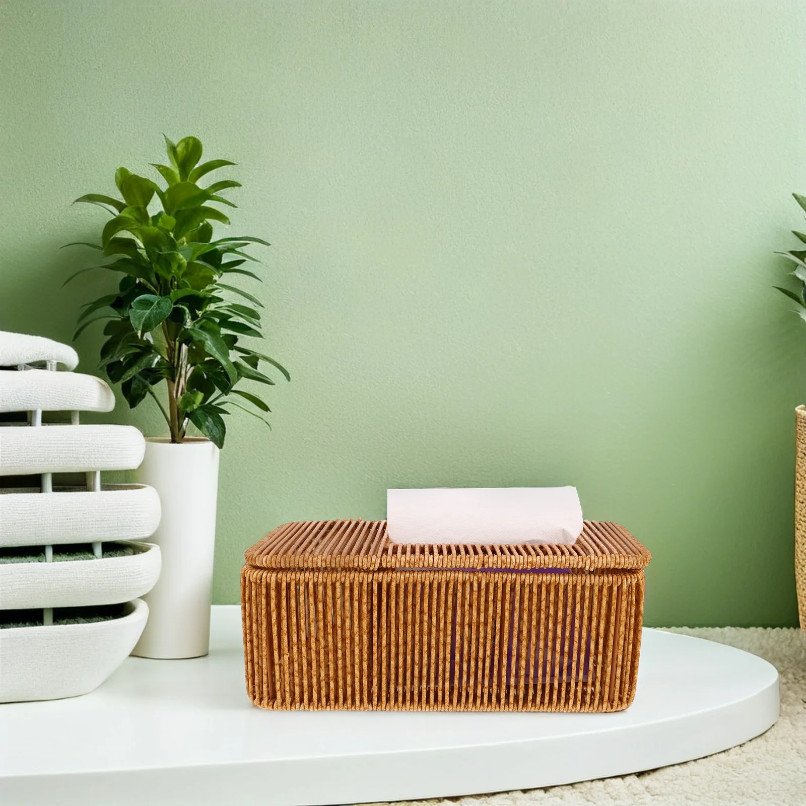 

Japanese Minimalist Rattan Woven Tissue Box Cover Rectangular Decorative Napkin Holder For Living Room Car Home Use Handmade