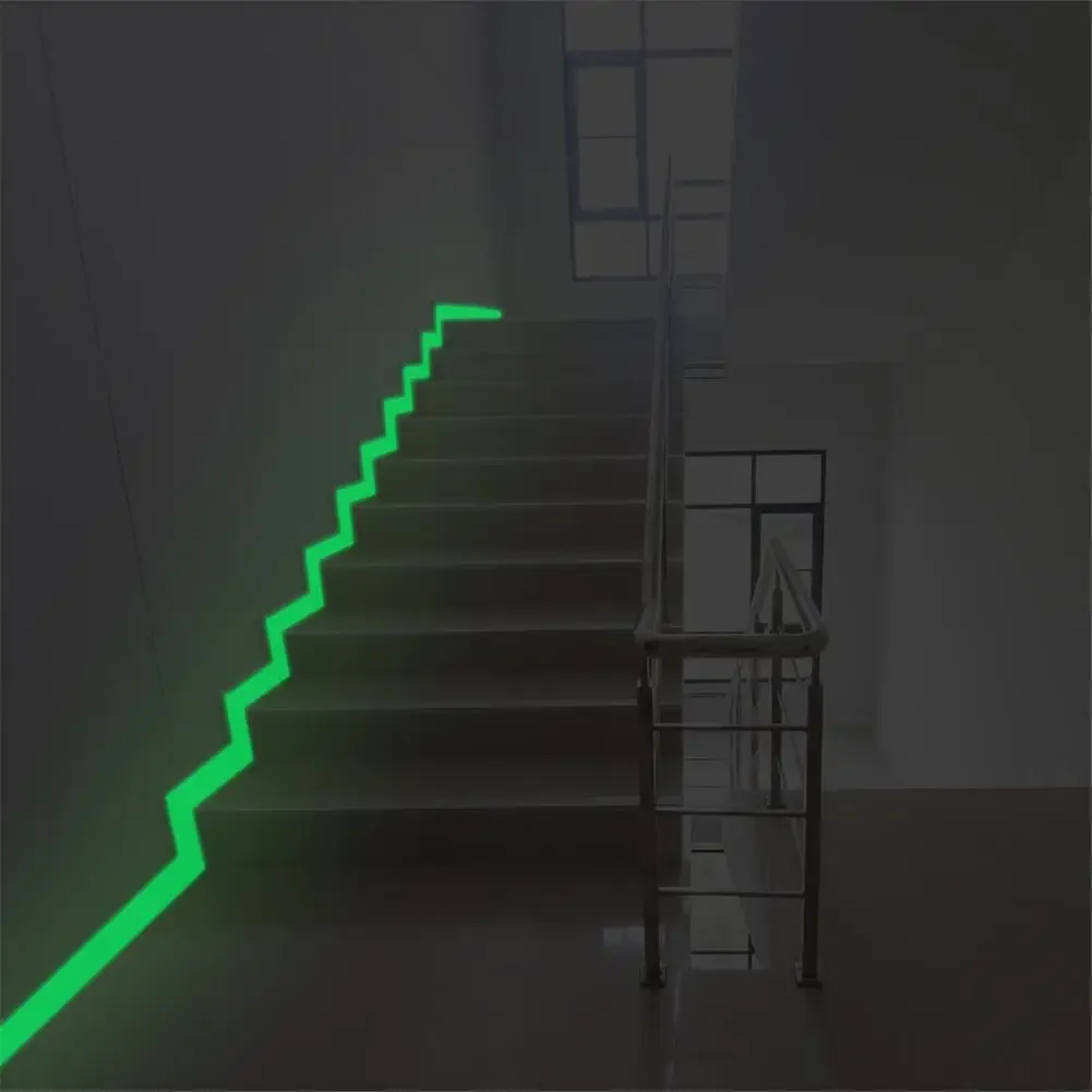 Glow in The Dark Tape Luminous Photoluminescent/Luminescent Emergency Roll Safety Egress Markers Stairs Walls Steps Exit Sign