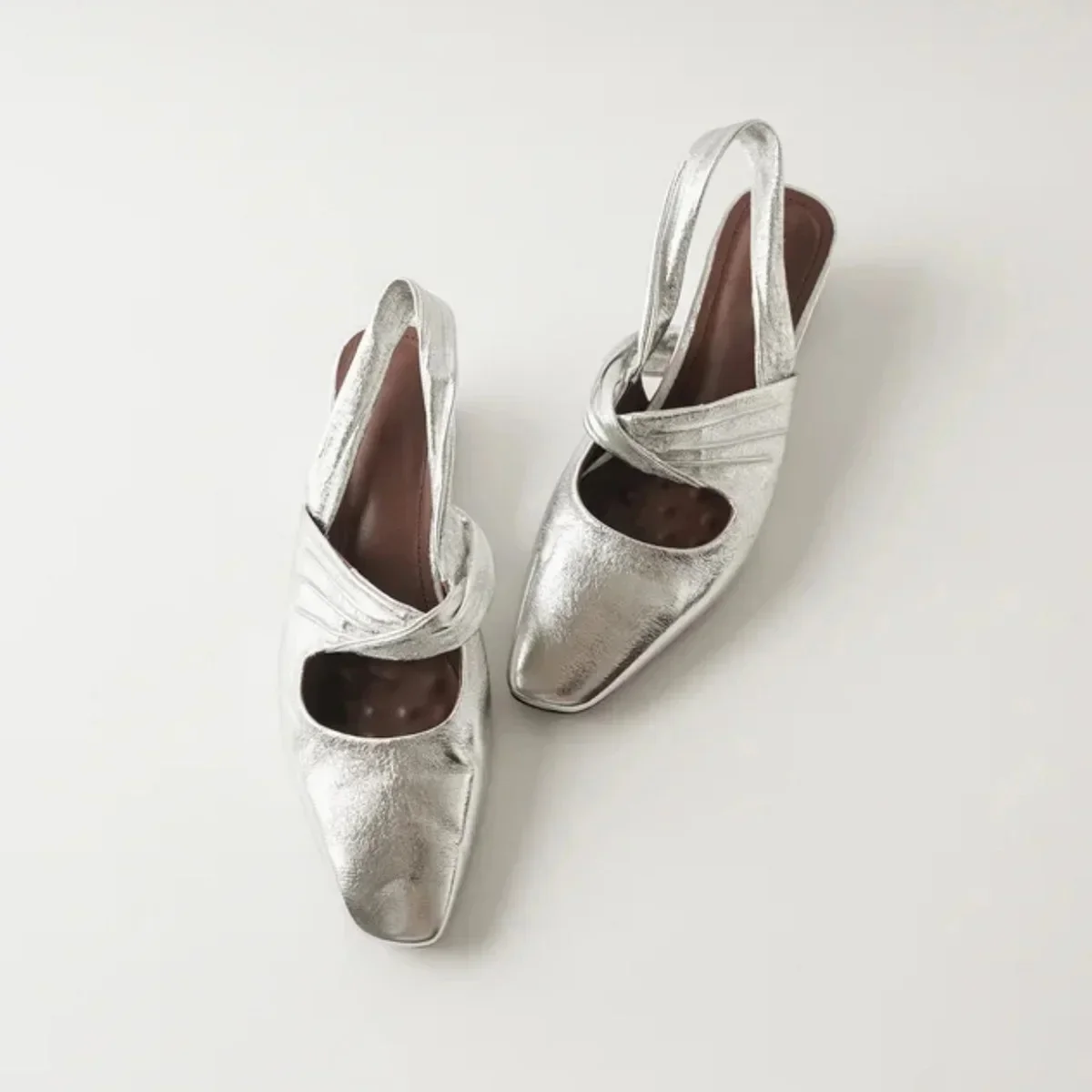 

Sheepskin Version French Style Square Head Backless Outdoor Wear Sandals Women Retro Thick Heel Genuine Leather