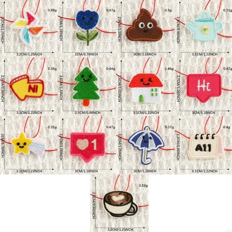 13 Pcs House Embroidered Patches Umbrella Sew On Patches Kettle Iron On Patches Y08E