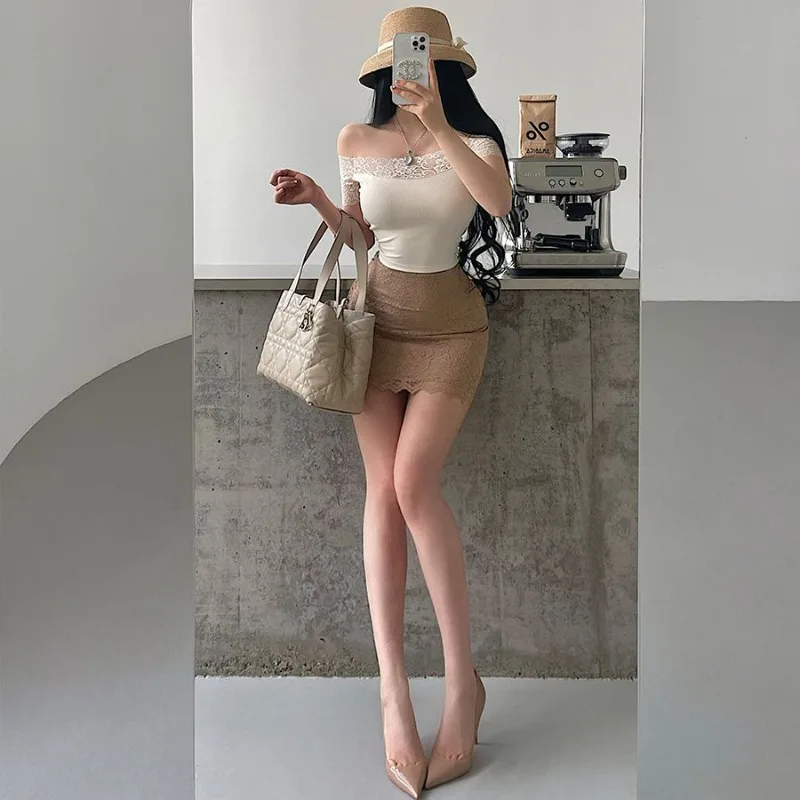 2026 Summer Fashion New Women's Elegant Design Half Skirt Lace Slim Fit High Waist Sexy Spicy Girl Short Skirt