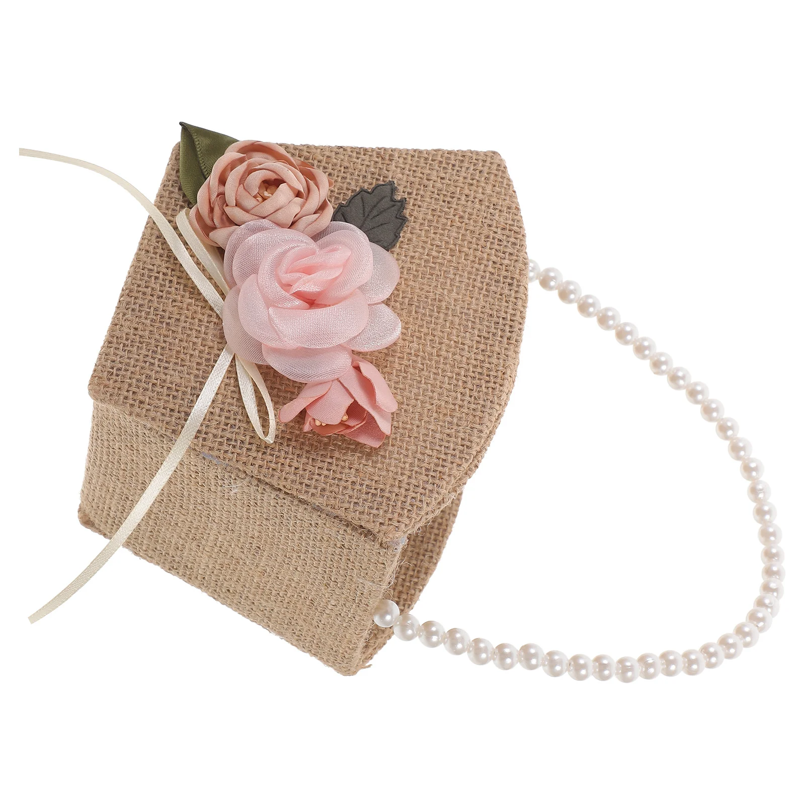 

Rose Petals Basket Romantic Pearl Handle Satin Flower Girl Wedding Decor Gift Storage Party Supplies Flower Girl Basket