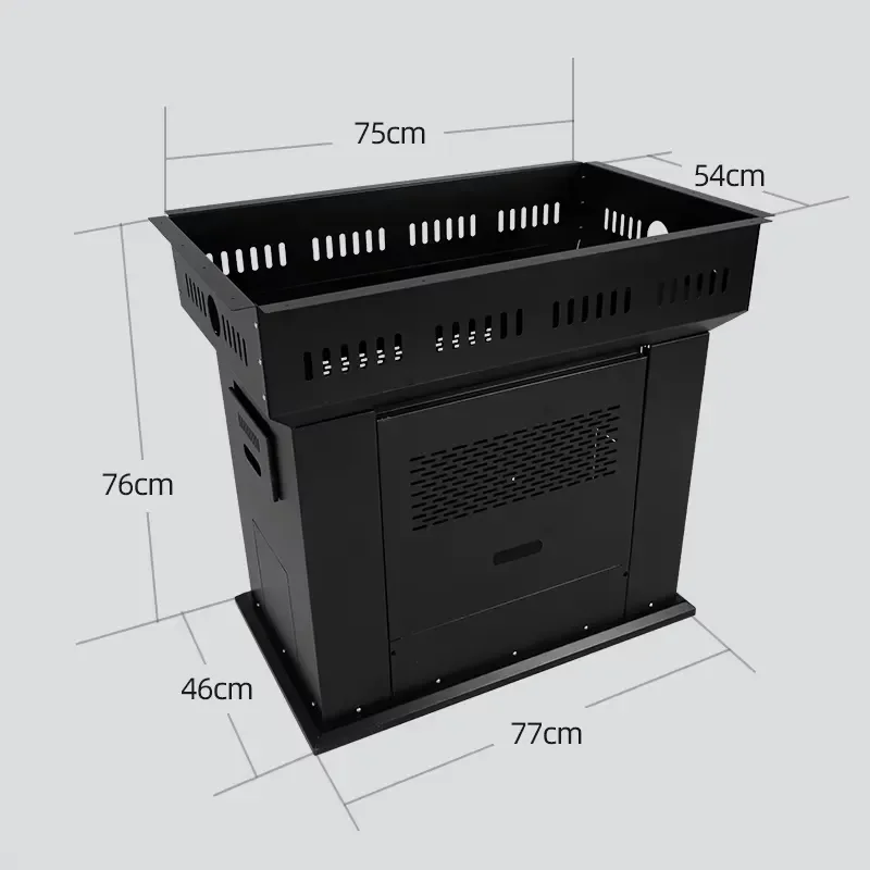 Commercial Smokeless Electric BBQ Grill Pot Korean Style Ironing Pan Hot Pot Table with Folding Cart Powder Coated Finish for