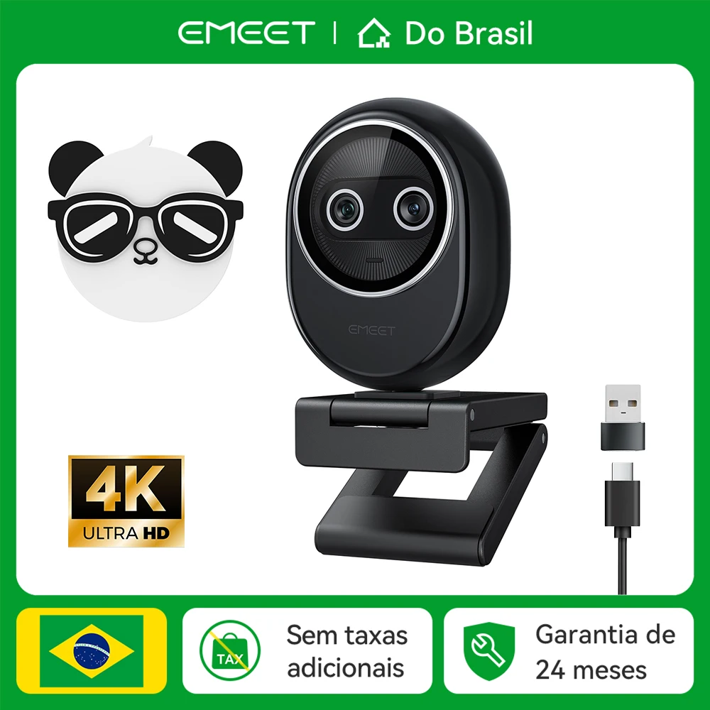 Emeet Piko 4K Uhd Mini Webcam para Streaming de Câmera de Vídeo Usb com 3 Microf - imagem 1