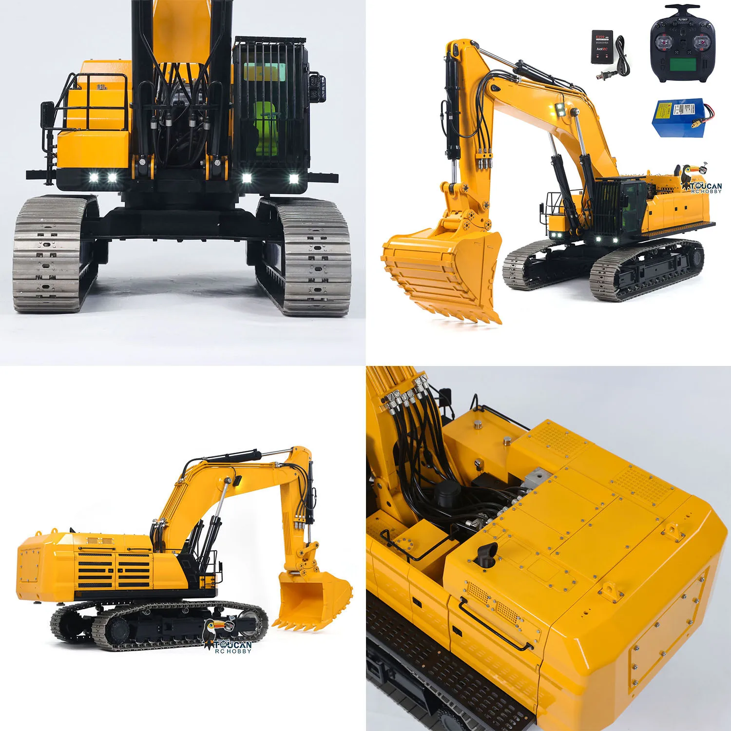 395F RC Hydraulic Excavator Metal 1/12 Remote Control Digger 3.0L Dual Pump RTR Heavy Machine Light Radio 6CH Valve Trucks Model
