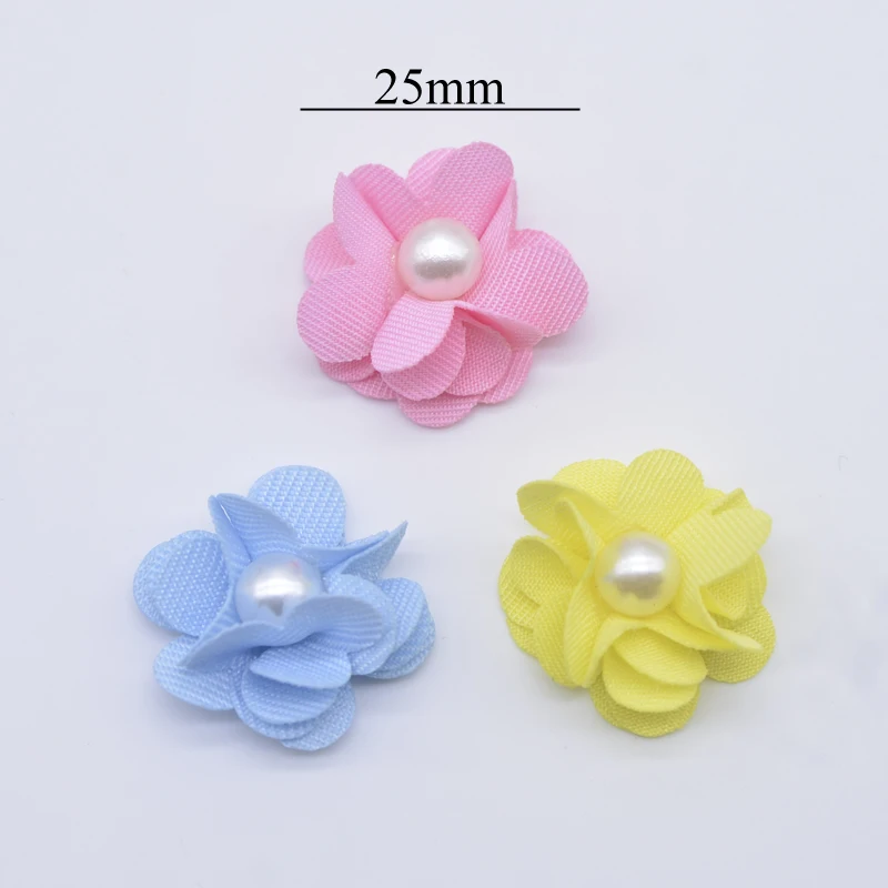 10Pcs 25mm Ribbon Gardenia Flower Applique for DIY Headwear Hair Clips Decor Accessories Clothes Hat Shoes Crafts Sewing Patches