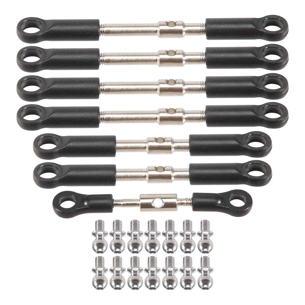 7 ชิ้นด้านหน้าด้านหลัง Tie Rod Servo Link Rod พร้อมสกรูหัวบอลสําหรับ Wltoys 144001 144010 124017 124019   อะไหล่รถยนต์ RC