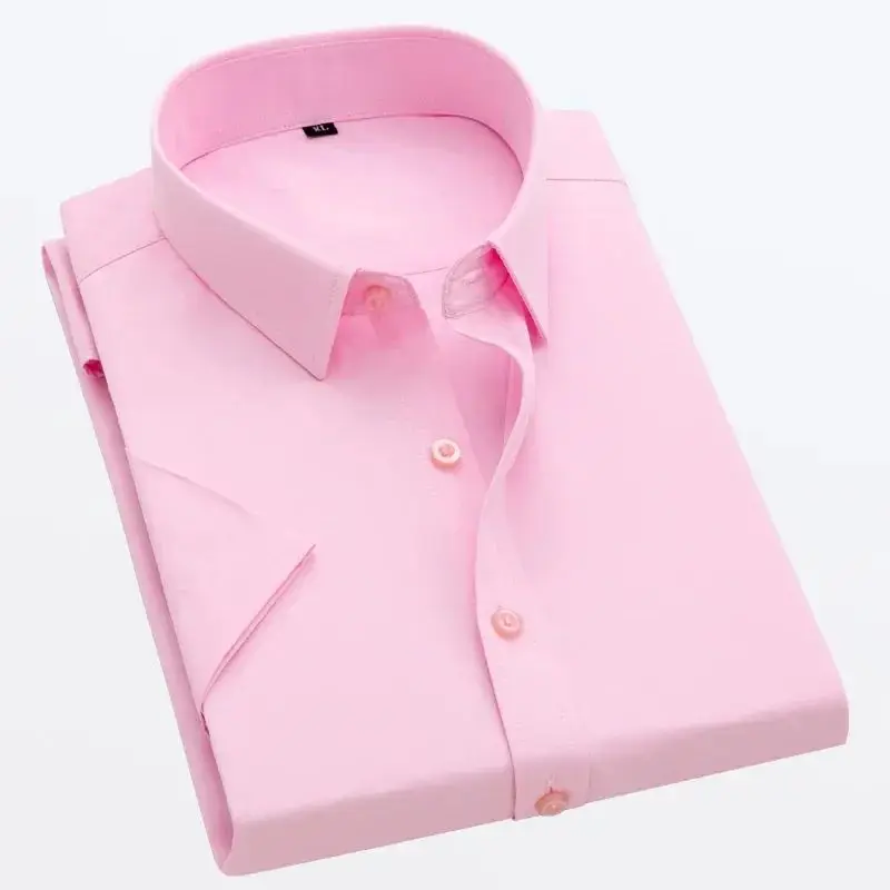 White Short-Sleeved Shirt Men's Summer New Color Ice S Thickened Fleece Lined  Collar Nine Points Sleeve Autumn Collection