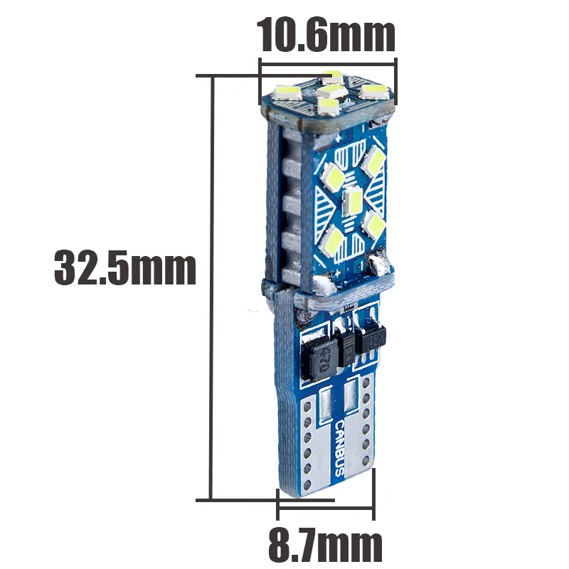 مصباح إضاءة ليد داخلي للسيارة ، القراءة ، الخريطة ، مصباح القبة ، حافلة كان ، إسفين ، ضوء وقوف السيارات ، W5W ، T10 ، 15 SMD ، DC 12V ،