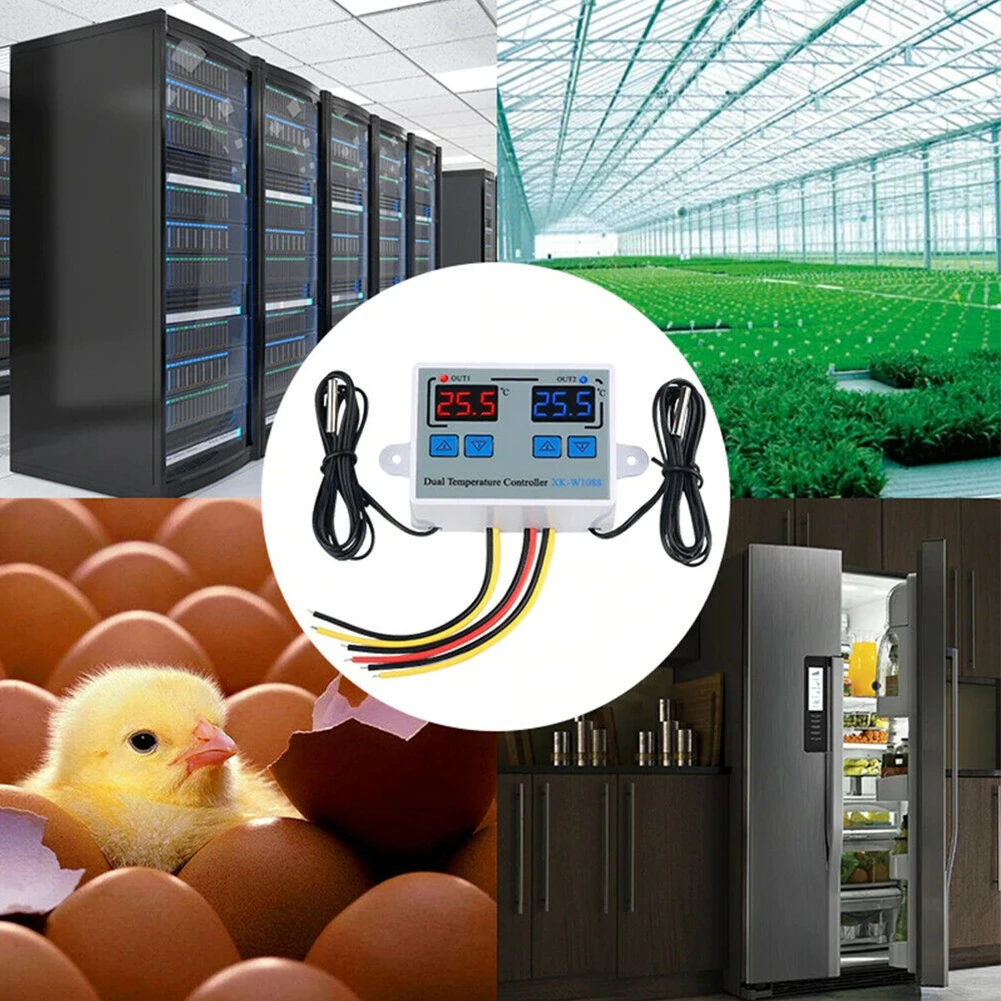 

XKW1088 Dual Digital Thermostat Temperature Controller with Two Relay Output for Precision Temperature Management