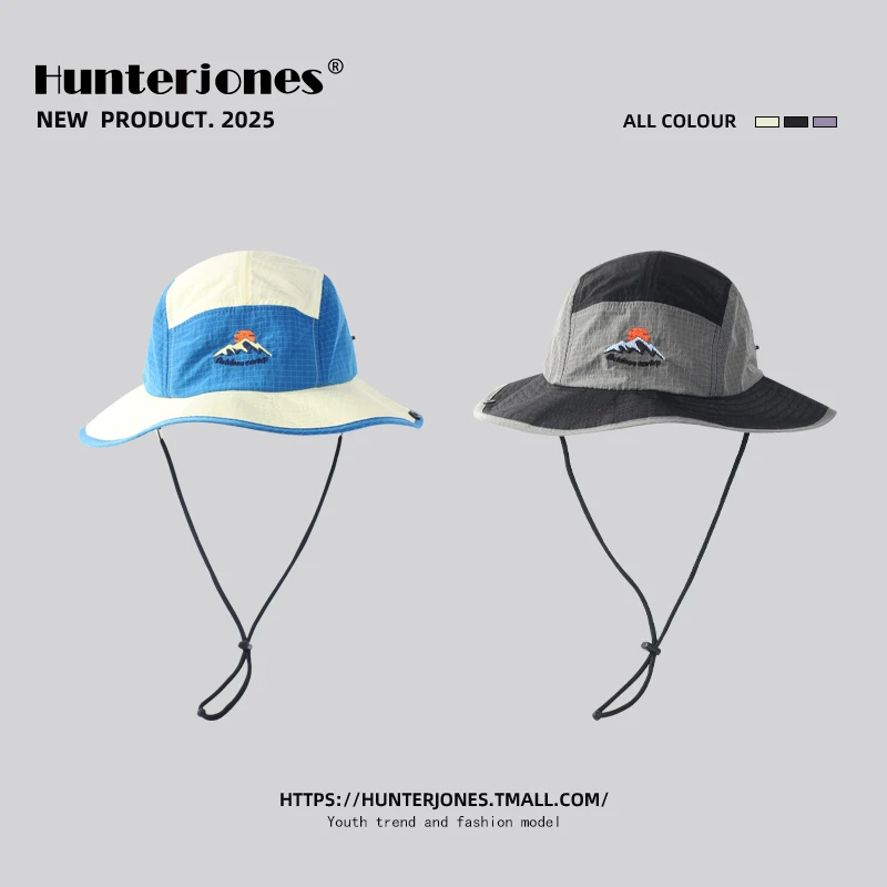 Summer Outdoor Sunscreen Quick-drying Bucket Hats for Men and Women Light and Breathable Versatile Casual Drawstring Hiking Cap
