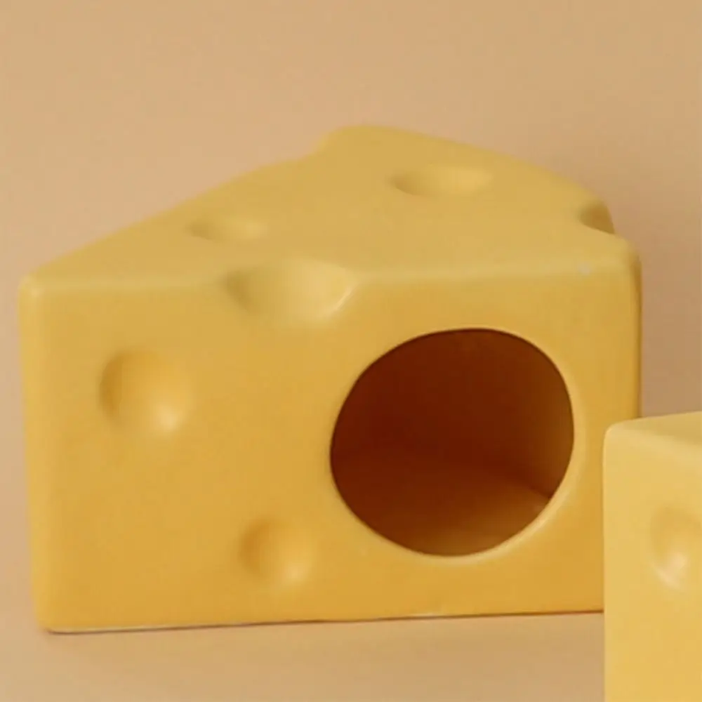 Cachette de hamster créative et durable en forme de fromage, plat d'alimentation décoratif, cabane en céramique mignonne, abreuvoir de maison