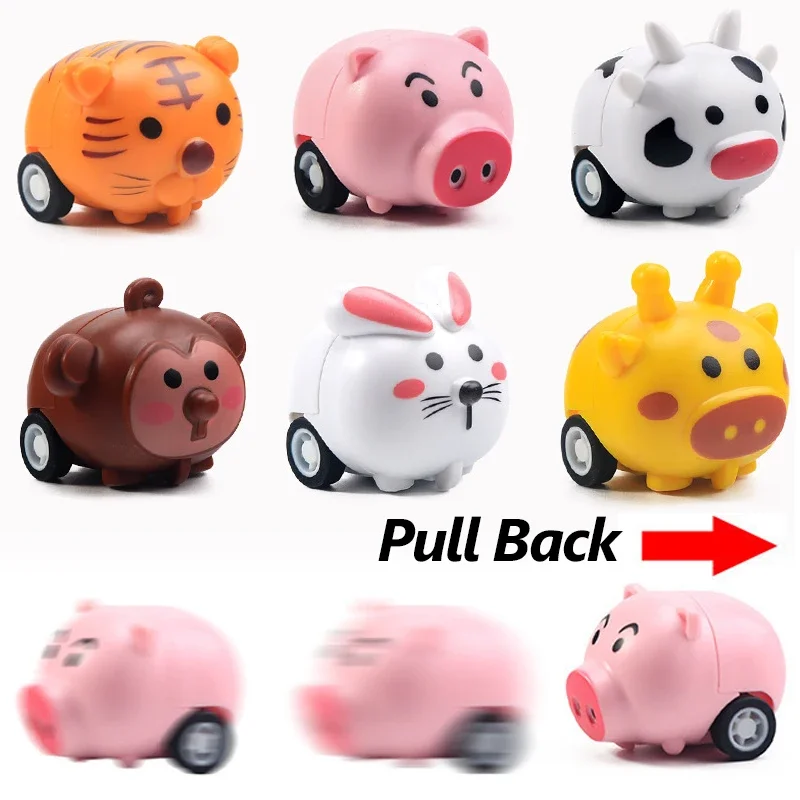 5pcs Children Mini Pull Back Car Toy Cartoon Animals Stunt Toy Cars Mini Inertia Car Kids Educational Toys For Children Boy Girl