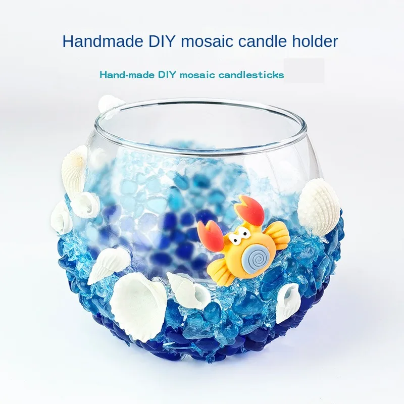 DIY Mosaic Glass Cup Candlestick Colored Ceramic DIY Mosaic Toy Handmade Parent-child Interactive Children's Educational Toy