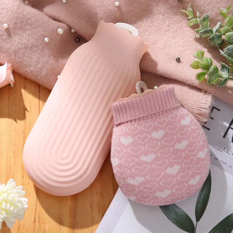 Winter Large Capacity Hot Water Bag Women Hot Water Bottle with Soft Knitted Cover Portable Reusable Hand Warmer Explosion-proof