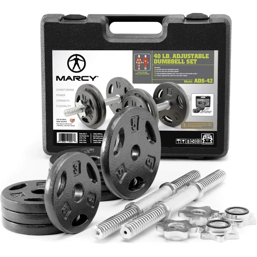 مجموعة دمبل قابلة للتعديل بوزن 40 رطلًا مع أطواق للمنزل وصالة الألعاب الرياضية وكمال الأجسام وتدريبات الوزن وتصميم مدمج لـ Effi #1
