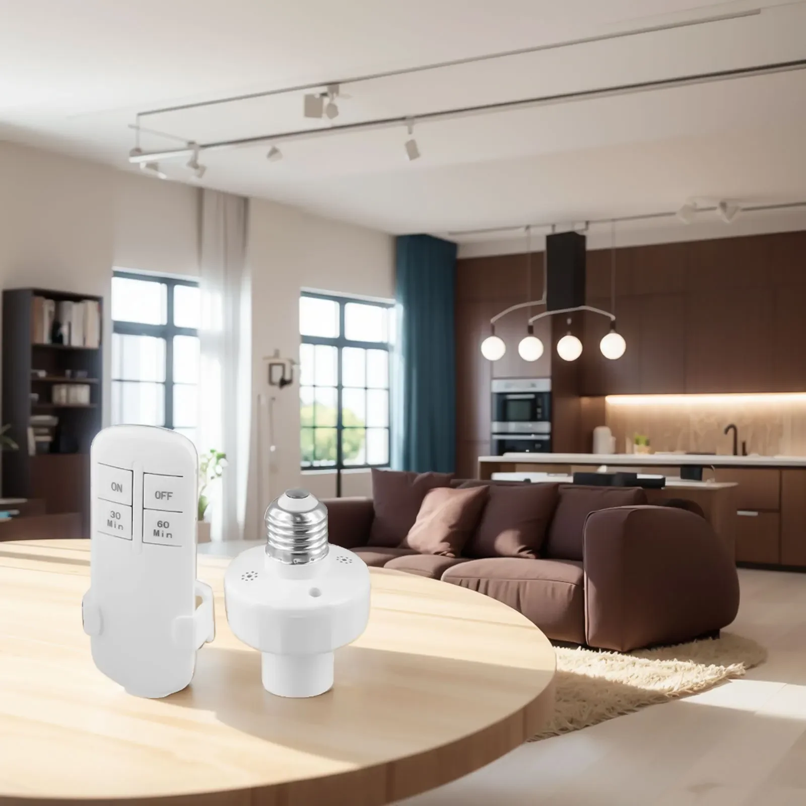 14*7*7cm Intelligent Timer Switch Lamp Holder Wireless Remote Control Automatic On off Compatible With E27 Bulbs