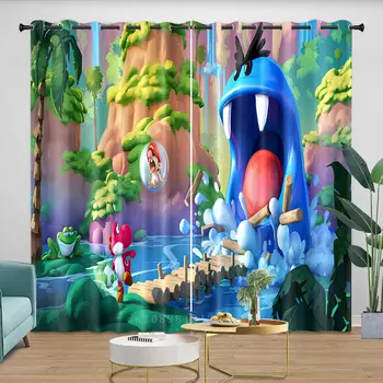 Zatemňovací závěsy do ložnice s motivem S-Mario, kreslené zatemňovací závěsy do pokoje, bytové dekorace, interiérové závěsy s průchodkou pro děti 10 nejlepší prodej Záclony Super Mario - №4