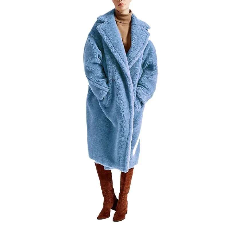 A loose mixed fur coat for women medium-length shear-cut with thickened