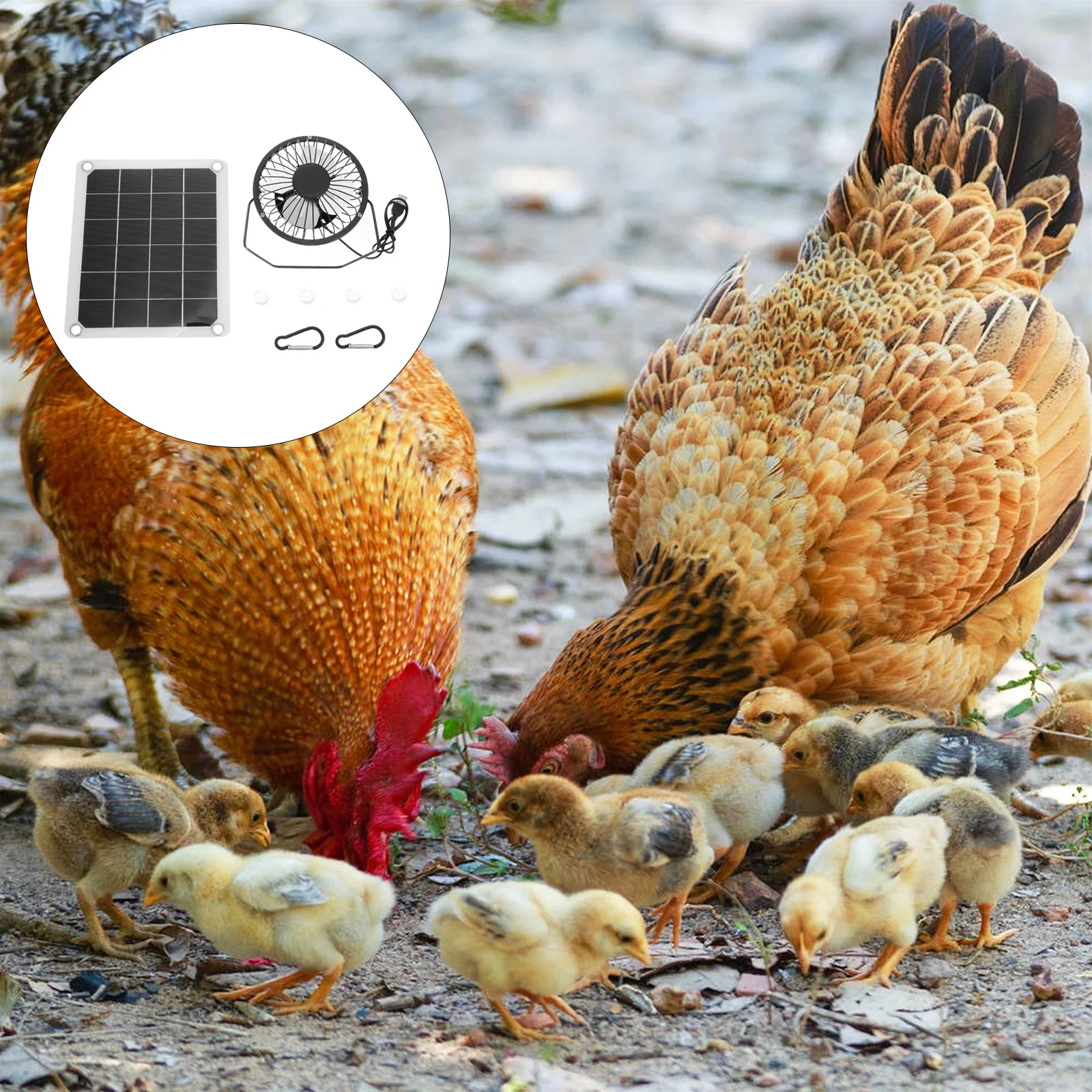 

1Set Solar Powered Fan Solar Panel Cooling Fan for Greenhouse Pet House Chicken House Rv Lightweight Portable Summer Cooler