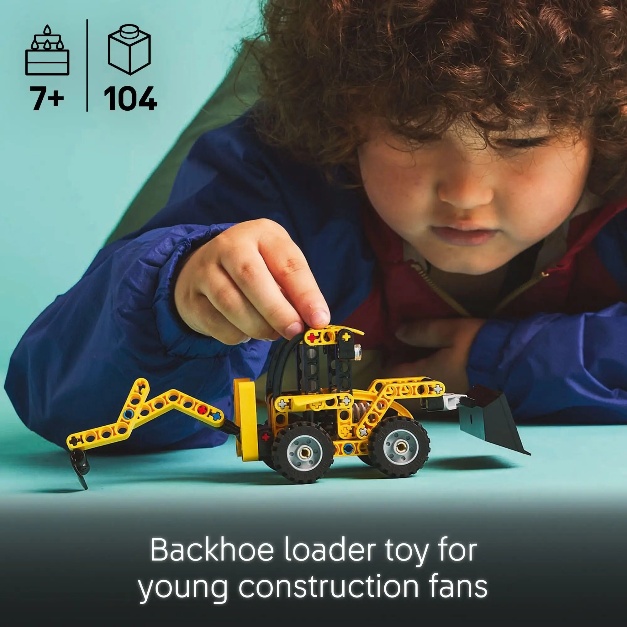 LEGO Technic Retroescavadeira Conjunto de brinquedos de construção de brinquedos para escavadeira, colher e estabilizadores utilizáveis 42197 104 peças