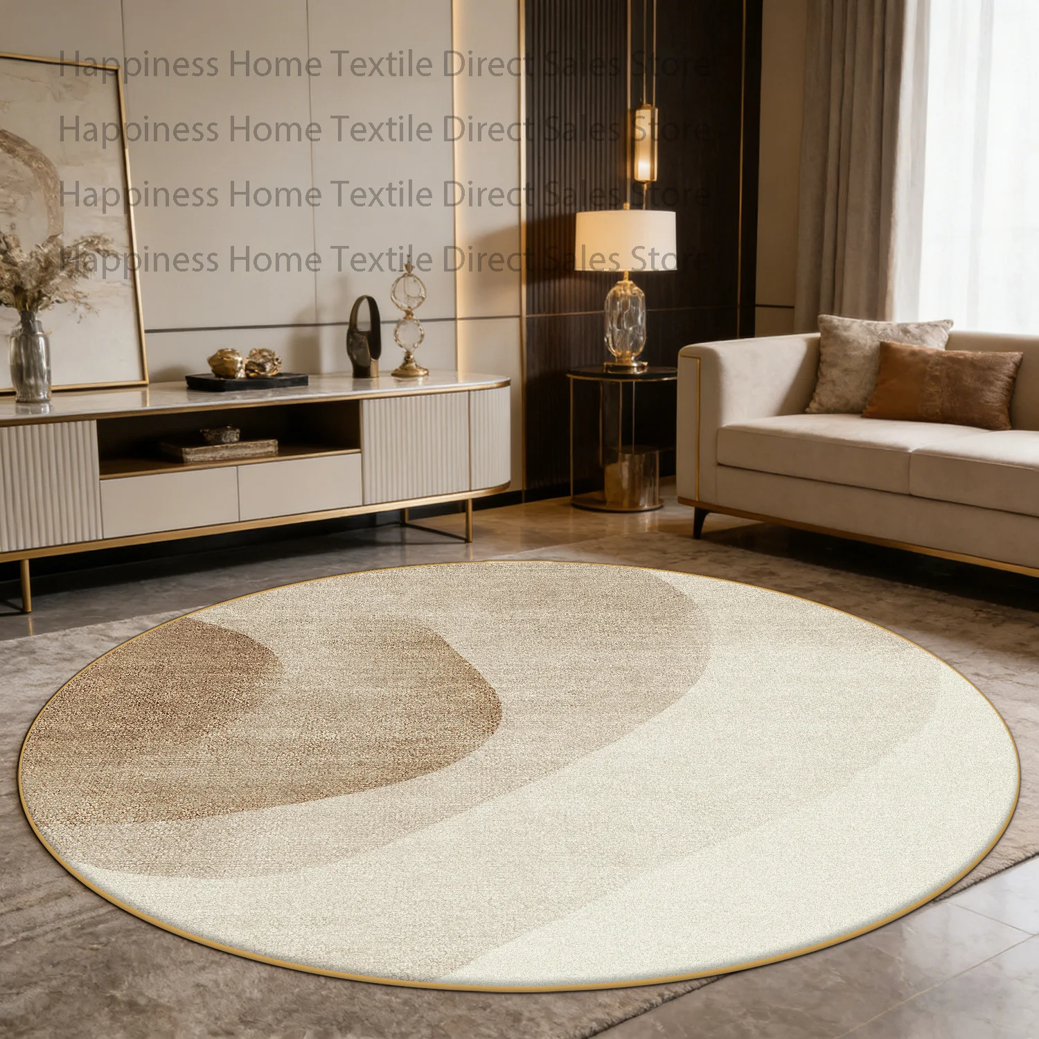 Modern Light Colored Round Living Room Carpet Decoration Bedroom Soft Non-slip Sofa Rug Washable Large Area Study Floor Mats